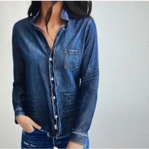 Frank & Eileen Eileen Famous Denim Chambray Shirt Stonewashed Indigo S
